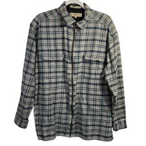 VTG CLAYBROOKE Outdoors Full Zip Shacket Flannel Shirt Mens L Chore Plaid Barn